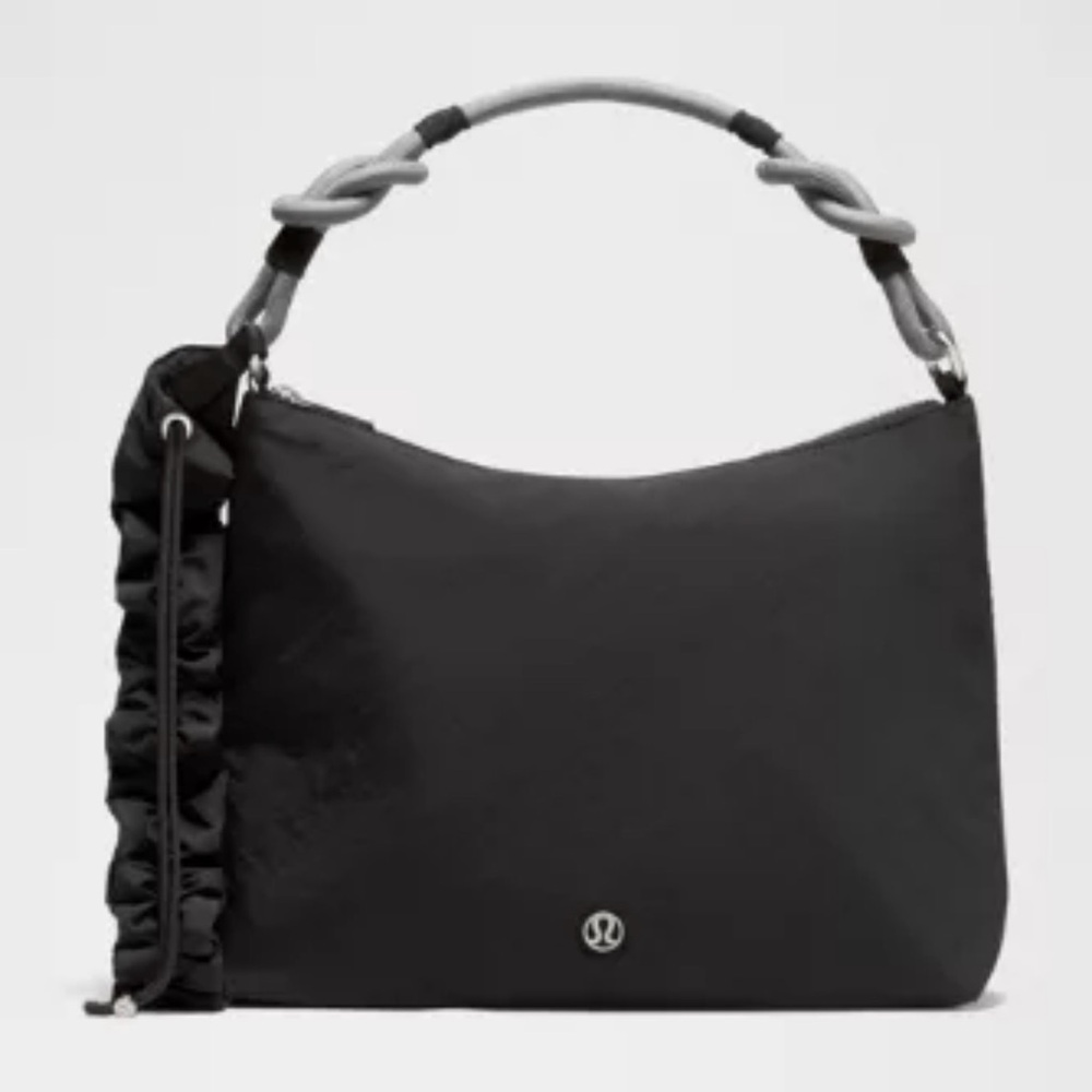 lululemon athletica Black Nylon Shoulder Hobo with Knot-Detail Handle
